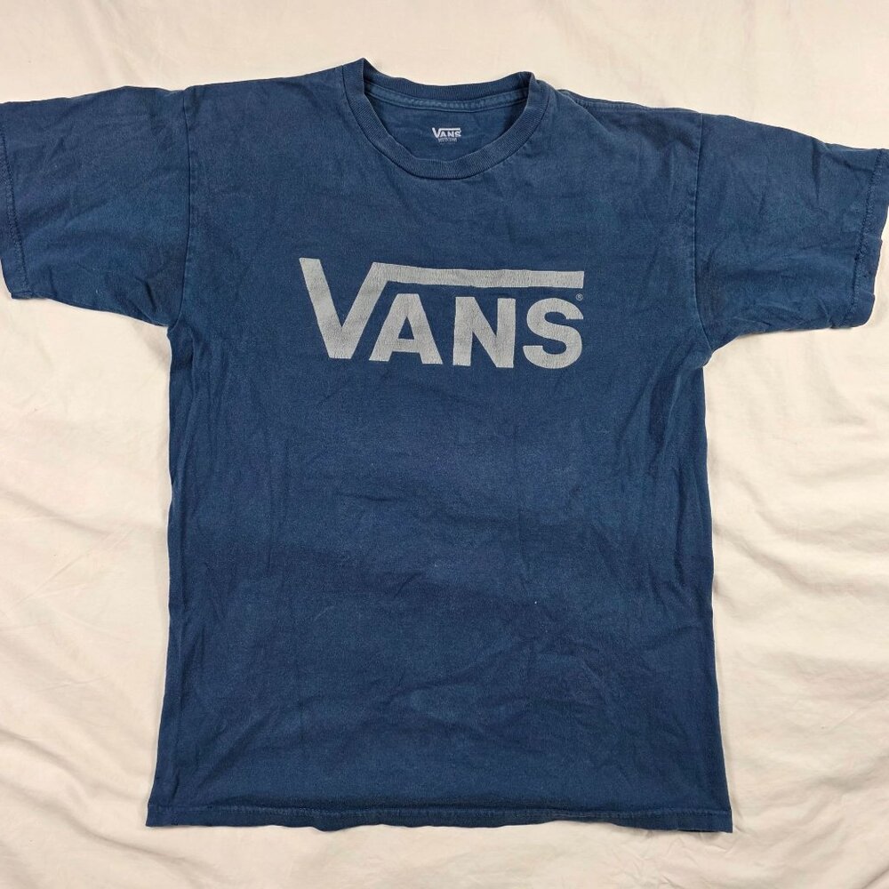 Vans Mens Medium Blue Graphic T Shirt Casual Crewneck Short Sleeve Outdoors
